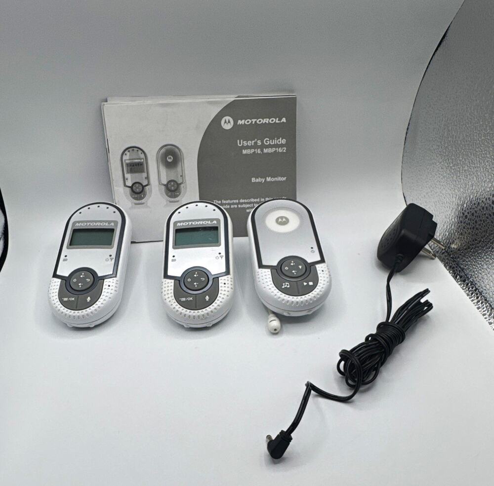 Motorola MBP16/MBP16/2 Voice Digital Baby Monitor Set Parent+2 Units Adapter